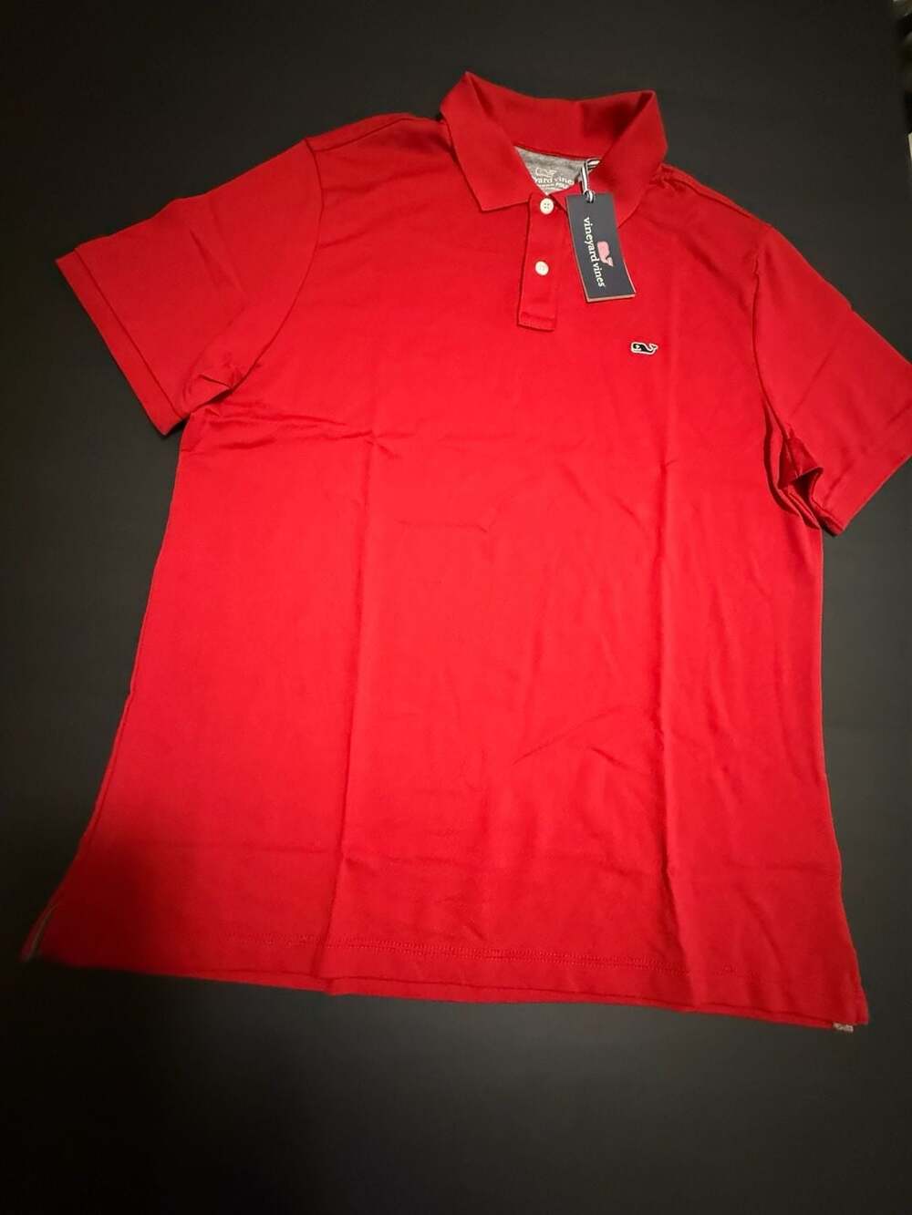 Vineyard Vines Edgartown Pique Polo Red Velvet Solid Size M